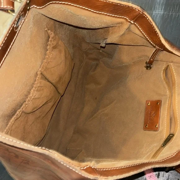 Patricia Nash Benvenuto Tote Signature Map Leather Brown Bag Purse Large